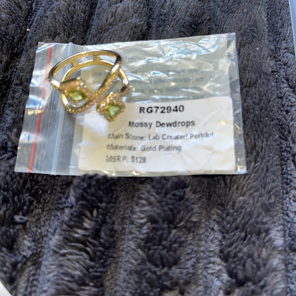 Bomb Party- August 2025-Gold Plated Ring with Green Stones